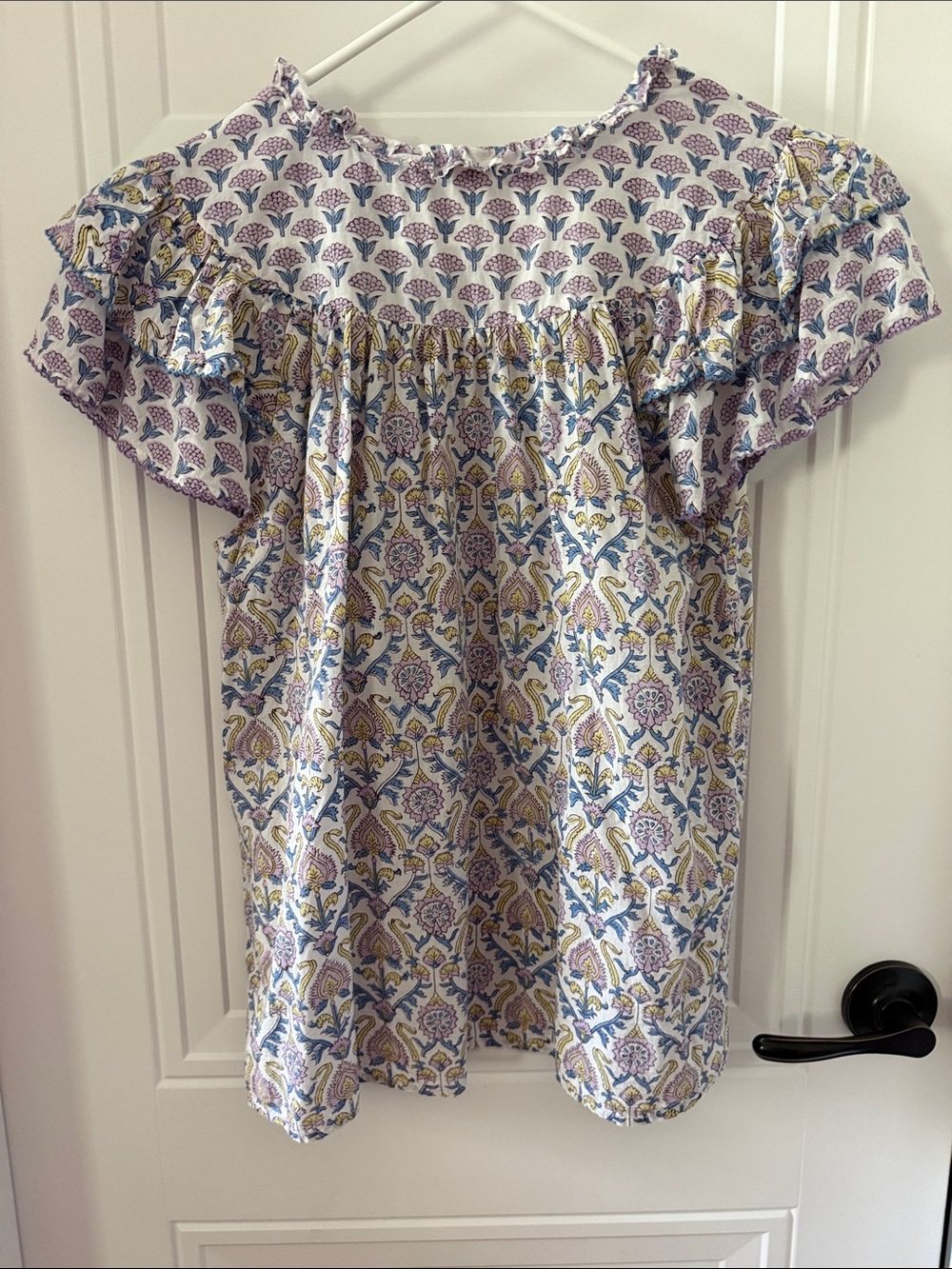 Ivy Jane Floral Boho Ruffle Sleeve Top - Lavender/Blue - Picture 5 of 5